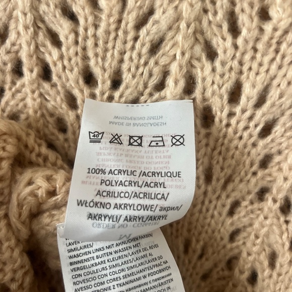 Brave Soul London Crew Neck Acrylic Open Knit Sweater Beige Size Medium - Picture 9 of 9
